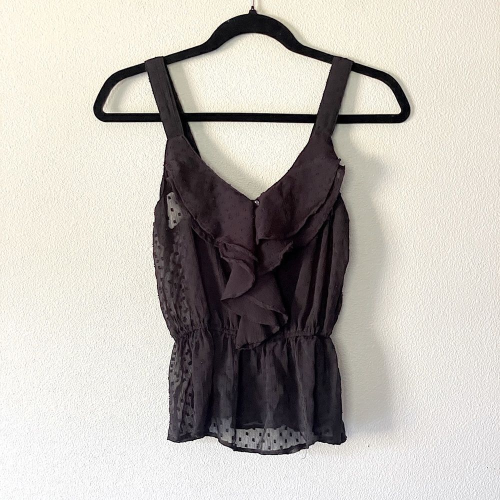 Women’s Black Wallflower, Double-Layered, Ruffle Tank. Size Small.